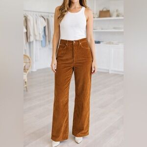 Rag & Bone Logan Gold Mid Rise Wide Leg Courdoroy Pants
